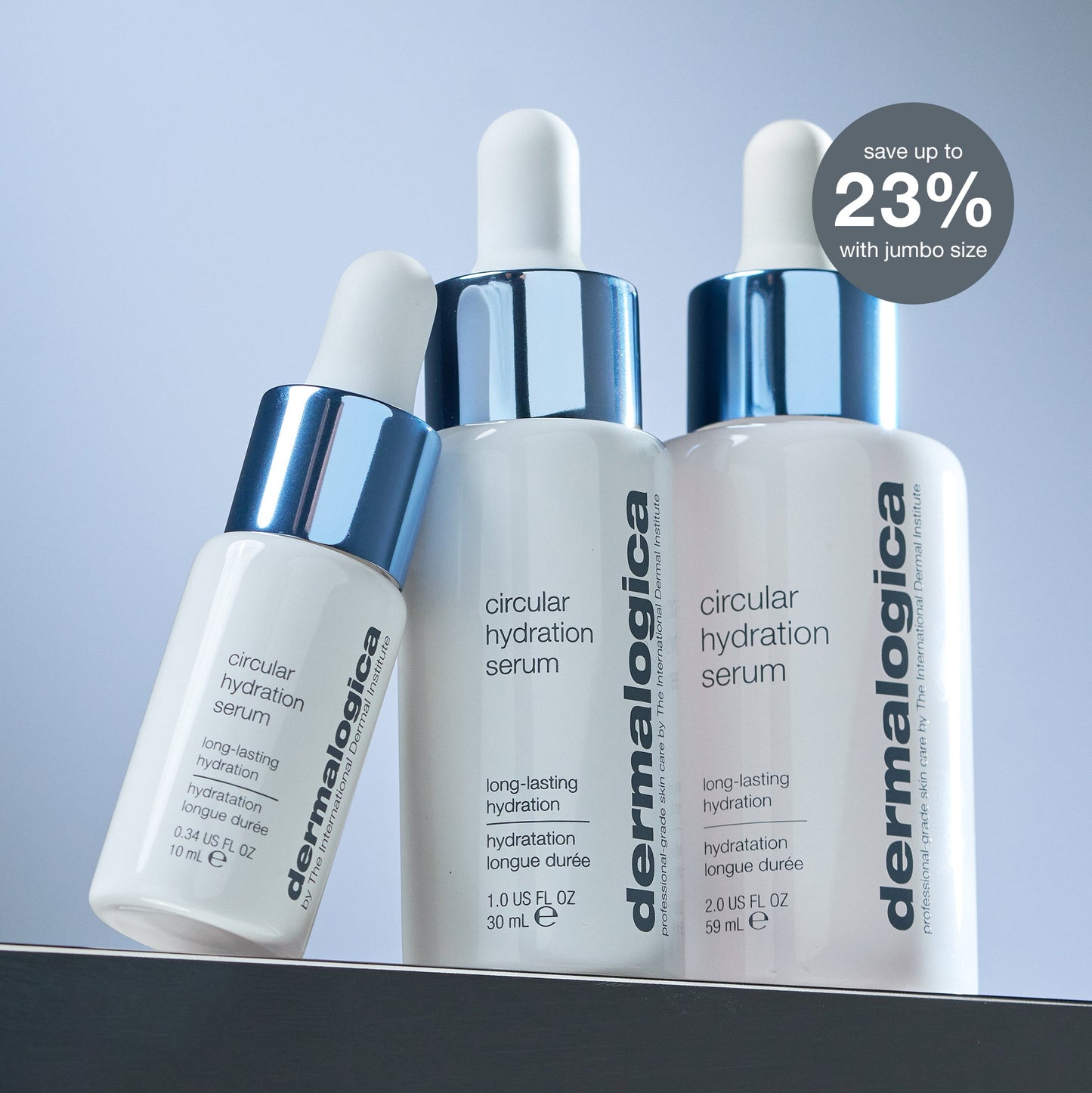 circular hydration serum bottles